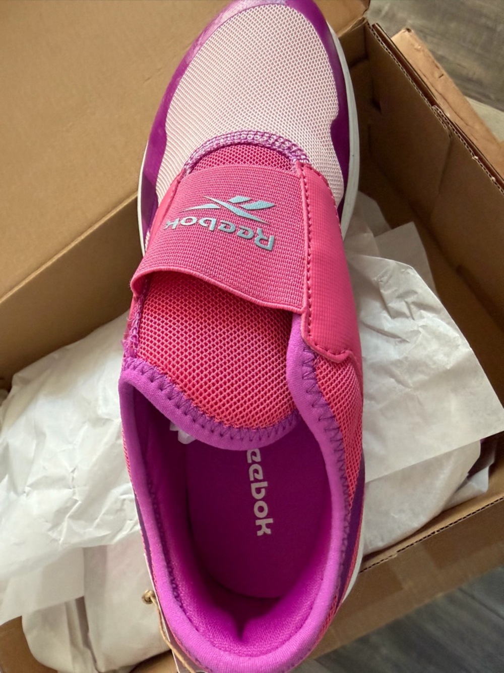Reebok Pink and Purple Kids Slip-On Sneakers